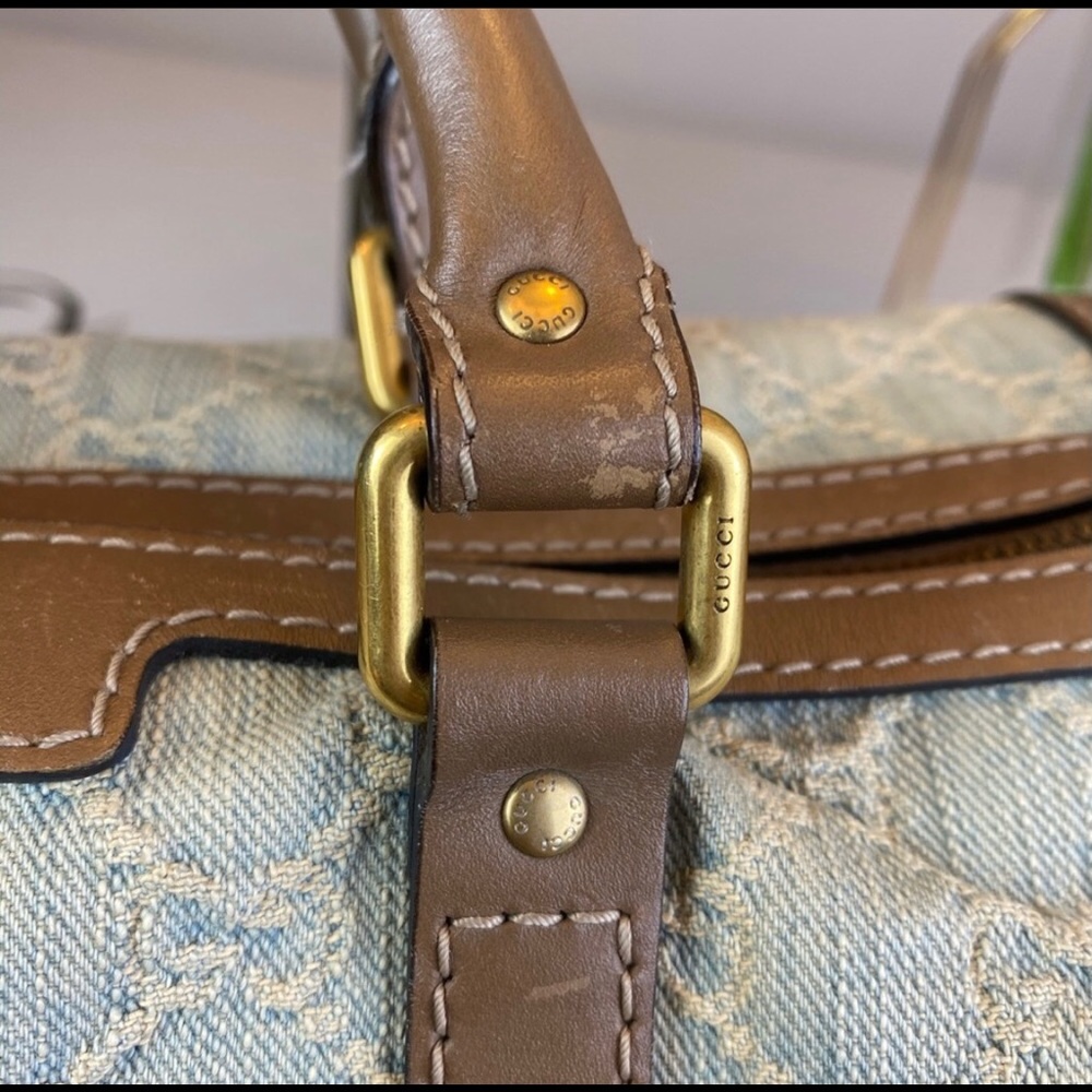 Gucci GG Rare Supreme Jeans Boston Bag Satchel - Picture 8 of 9